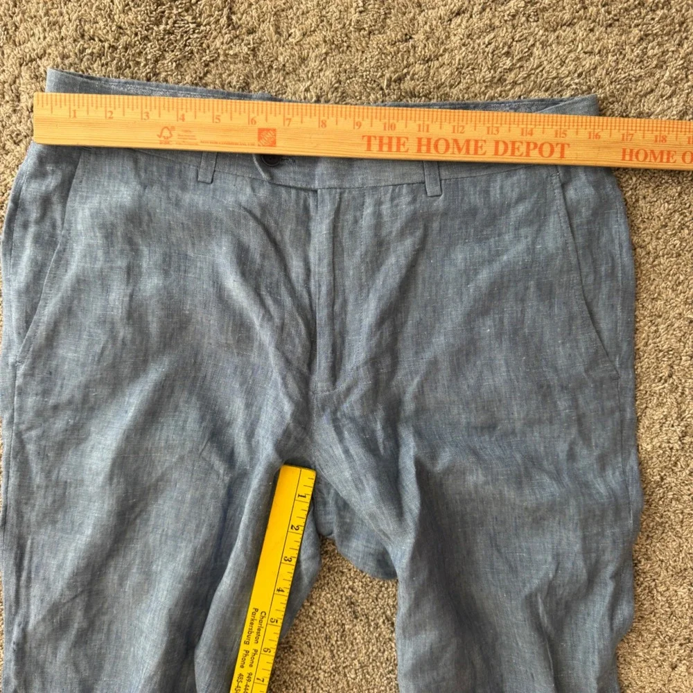 Bar III Mens Slim Fit‎ 100% Linen Blue Chambray Dress Pants 32x32 Preppy Coastal